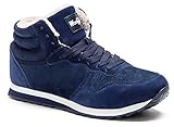  Gaatpot Herren Damen Winterschuhe Schneestiefel Winter Hohe Sneakers Warm gefütterte Leder Schnür Stiefel Boots Schuhe Blau EU 43 = CN 45