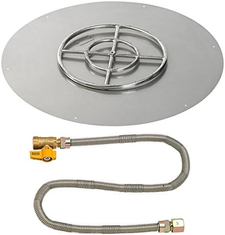 American Fireglass 30" Round Stainless Steel Flat Pan with Match Light Kit (18" Ring) - Natural Gas