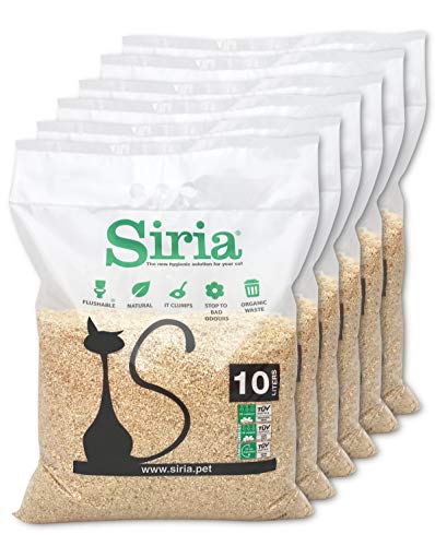 Siria 60 Litros (SET 6 bolsas de 10 Litros) Arena para Gatos Vegetal y Aglomerante