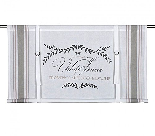 Scheibengardine Raff Gardine Raffrollo Vorhang ‚PROVENCE‘ 140 x 90 cm (BxH) weiß beige rosa mit Aufdruck Baumwolle Landhaus Shabby French Vintage Retro Antik Nostalgie - 2