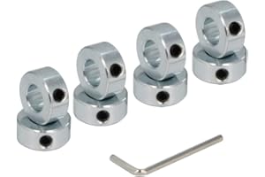 Zeberoxyz 8pcs 1/2" Bore Shaft Collars Sets Screw Style Zinc Plated Solid Steel Lock Collars with 1" Outer Diameter and 7/16" Width for Drive shafts, The Automotive Industry etc.(1/2", Zinc Plated)