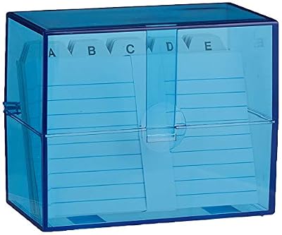Wedo 2507303 Fichier A7 avec cartes + registre alphabétique 200 cartes Transparent Bleu