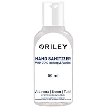 Oriley Waterless Hand Sanitizer 70% Isopropyl Alcohol Based Instant Germ Protection Sanitizing Gel Rinse-free Palm Cleaner Handrub (50ml)