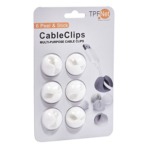 TPFNet Premium 6 Piezas CableDrop - Clips de Fijación para Cables - Blanco