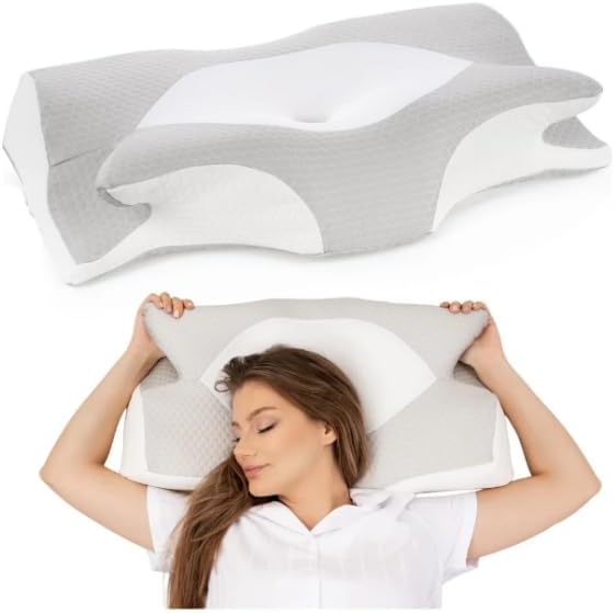 Medpride Ortopedik Boyun Yastığı, Memory Foam, Kelebek Şekli, 67x40x14 cm, Visco Dolgu, Tüm Yatış Pozisyonları için