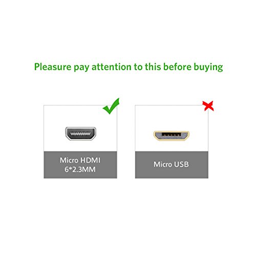 UGREEN Micro HDMI 2m Micro HDMI auf HDMI High Speed Kabel mit Ethernet Vergoldete Kontakte Unterstützung 1080p 3D,4K-Auflösung und Audio Return, Micro HDMI D Stecker auf HDMI A Stecker 2 Stücks, Schwarz - 6