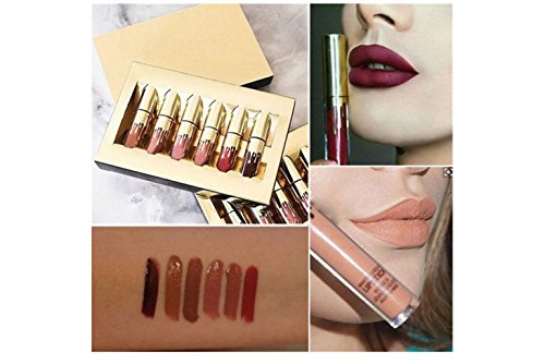 Photovie 6 Stück Lippenstifte Liquid Matt Lip Gloss Dauerhaft Lip Liner Lippen Make up Werkzeug - 2