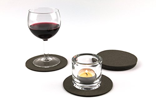 NordernArt 6er Set Getränkeuntersetzer aus Filz rund 10cm natur Wollfilz, Untersetzer zum Schutz Ihrer Oberflächen für Wohnzimmer Bar Küche, edle Optik, Farbe wählbar (Taupe / grau) - 6