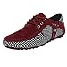 Produktbild ZHANSANFM Herren Freizeitschuhe Mode Mokassin Bootsschuhe rutschfeste Atmungsaktive Skateboardschuhe Regular Fit Elegant Flacheschuhe Lace up Leichte Outdoor Gr.39-4644rot