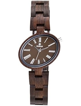 ACMEDE Damen Herren Holzuhr Holz Armbanduhr aus 100% Nussbaumholz mit Holzarmband handgefertigte Uhr