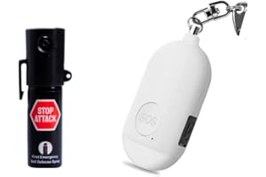 Pack Spray Anti AGRESSION 15 ML + Alarme PERSONNELLE 130 DÉCIBELS D’Urgence Anti-AGRESSION DÉFENSE (Blanche)