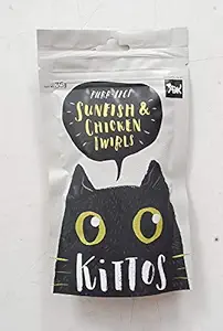 Kittos: - Sunfish and Chicken Twirls Treats for Cats | Pure, Tasty, and Easily Digestible Treats | Best Way to Train Your Pet Easily at The Convenience of Your Home ? 35 gm (Pack of 4)