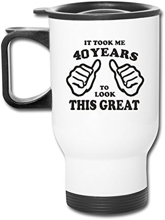 HFYEN 40th Birthday Logo Novelty Travel-mugs With Handle, White
