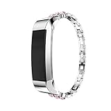Fitbit Alta HR/Fitbit Alta Armband, OverDose Damen Blumen Echtes Edelstahl Armband Uhrenarmband Band Strap Schnellverschluss Für Fitbit Alta HR / Fitbit Alta Uhr (Silber)