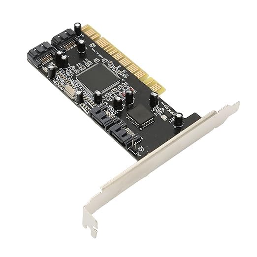 PCI to 4 Port SATA Card, 4 Channels PCI SATA Controller with 1.5Gbps Transfer, Disk Drive, Easy Installation SATA Expansion Card for Desktop PC
