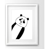 Kinderposter ungerahmt, Panda Bär, skandinavisch, schwarz weiß