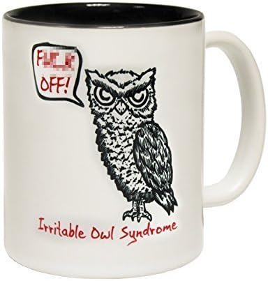 123t Mugs F**K OFF IRRITABLE OWL SYNDROME Ceramic Slogan Cup With BLACK Interior birthday funny gift for him her - BOXED novelty