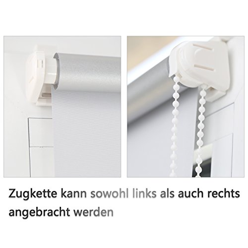 OUBO Verdunkelungsrollo Verdunklungsrollo Klemmrollo Klemmfix ohne Bohren 80 x 150 cm weiß Kinderzimmer Schlafzimmer Rollos Thermo-Rollo - 5