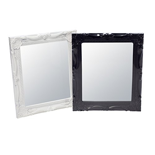 Wandspiegel Wand Spiegel Antik Barock Ornament Rechteckig Schwarz Weiß Eckig (Schwarz)