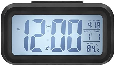 Digital Alarm Clock, Benefitsheen Easy to Set and Watch with Large LCD screen Low Light Soft Night Light Repeating Snooze Month Date &amp; Temperature Display (Black)
