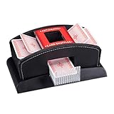 Relaxdays Batteur de Cartes électrique en Cuir Noir pour 2 Jeux