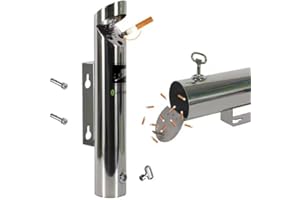 LIUWEIBIN Cenicero de pared con cerradura,Columna de cenicero de pared de acero inoxidable 304,Cenicero exterior de acero inoxidable con tornillo y llave,para centros comerciales, pasillos de