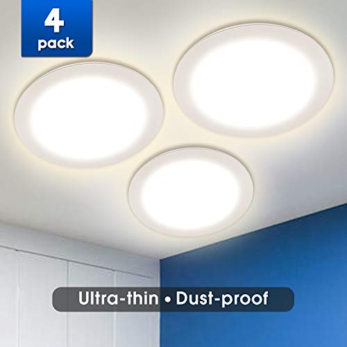 BAODE 9W 3000K LED Panel Leuchte Dimmbar Deckenlampe Rund Ultraslim Einbaustrahler Ø150mm Warmweiß(4er Pack)