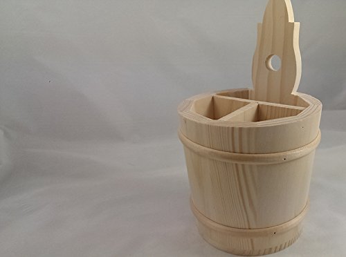 Besteckkorb Besteckbehälter mit drei Kammern Besteckfass Besteckkasten Holz (Natur) - 2