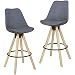 Produktbild Wohnling Barhocker Retro Design Stoff Holz mit Rücken-Lehne, hell-grau, 2er Set, 72 cm