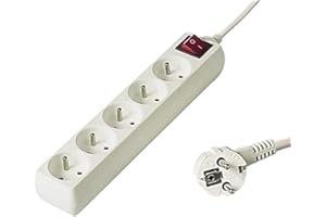 ‎PREMIUMCORD PremiumCord Listwa Zasilająca 5m z Wyłącznikiem Sieciowym, 5-Stykowa, Przedłużacz 230V, 5 Gniazd Francuskich Obróconych o 45°, Wysokiej Jakości Gniazdka z Zabezpieczeniem Przed Dziećmi, Kolor Biały