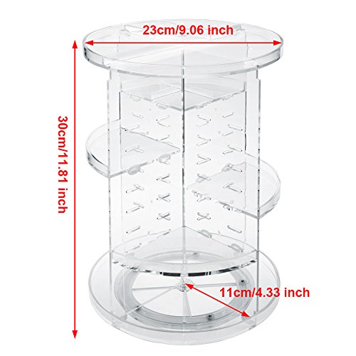 Kosmetik Aufbewahrung ISWEES 360 Grad Drehbarer Make up Organizer Einstellbarer Kosmetikorganizer Multifunktionale Aufbewahrungsbox, Großer Stauraum, 7 Verstellbare Ebenen, Passend für Schminke, Gesichtswasser, Cremes, Kosmetikpinsel und Lippenstifte, Acryl Transparent - 2