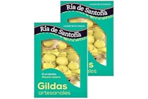 VEMOSA Gildas con anchoas de Santoña 6 uds, PACK 2 BANDEJAS. Con guindilla, aceitunas rellenas, anchoas, aceite de girasol y sal. Ideal para aperitivos, marida con cerveza o txakoli.