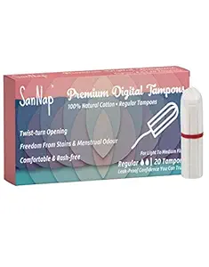 SanNap Premium Digital Regular Tampons (Light to Medium Flow, 20 Pieces)