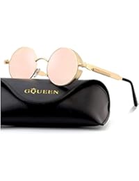 GQUEEN Retro Runde Steampunk Polarisierte Sonnenbrille MTS2