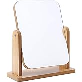 13x18 cm Ahşaptan 360 Derece D&ouml;nebilen Masa&uuml;st&uuml; Standlı Ayarlanabilir Makyaj Aynası Masa&uuml;st&uuml; Ahşap Ayna