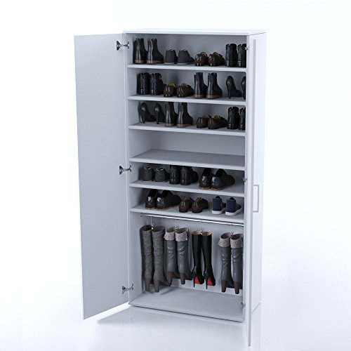 Schuhschrank TORGE 180 x 80 cm Weiß – Schuhregal Schrank Schuhständer Stiefelschrank Schuhablage - 4