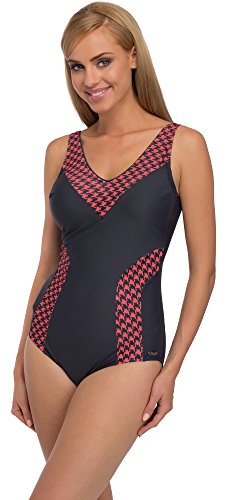 aQuarilla Traje de Baño para Mujer Roma (Grafito/Coral, EU 38 = ES 36)