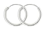 585 White gold 14ct Ohrringe, Creolen, Weißgold 585 / 14K, Außendurchmesser 13 mm, Breite 1.3 mm, Gewicht ca. 0.3 g