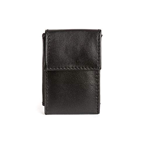 Preisvergleich Produktbild Mini-Herrenbrieftasche aus echtem Nappaleder, mit Münzfach und Geldscheinfach, klein, für Jackentaschen, von DV Schwarz
