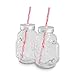 Produktbild Mason Jar Gläser (0,5 l) 2er Set von KITCHEN CREW Smoothie-Henkel-Gläser im Retro-Vintage-Design passend für den Mason Jar Smoothie Maker, Becher, Glas mit Deckel & Strohhalm ideal für SMOOTHIE TO GO!