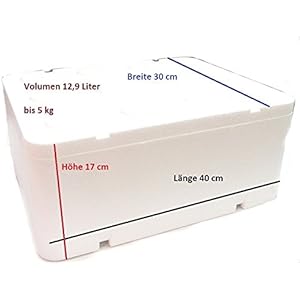 Styroporbox Thermobox mit Deckel 12,94 L / 400 x 300 x 173 mm / 5 STÜCK