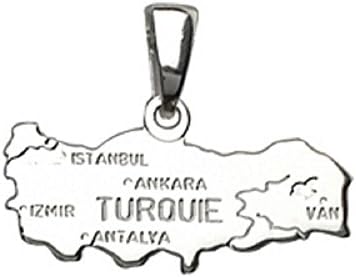 Helios Jewellery – Countries Turkey Map Pendant – Sterling Silver Rhodium Plated Solid 925 Sterling Silver – 3gr – Brand New