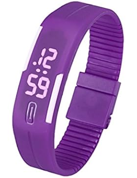 FEITONG Mode Damenuhr Herrenuhr Silikon LED Uhr Datum Sports Digital Armbanduhr Lila