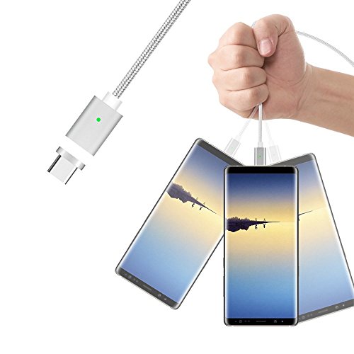 USB C Cable Magn  tico  TUOYA Magn  tico Nylon Fast Cargador y de datos USB de tipo C 3 0 con Conector Reversible para el Nuevo Apple MacBook 12   MacBook Pro  ChromeBook Pixel  Nokia N1 Tablet  Samsung Galaxy S8   A3 2017   A5 2017 Huawei P9   P9 Plus   Honor 8   Mate 9  2xPlata 