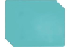 ANEWISH Manteles Individuales de Silicona, Juego de 4 Mantel Individual, Antideslizante Lavables Resistente al Calor Impermeable Fácil de Limpiar 40 x 30 cm Cian