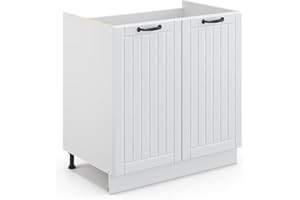 Vicco mobile lavello cucina Fame-Line, Bianco casa di campagna/Bianco, 80 cm senza piano di lavoro