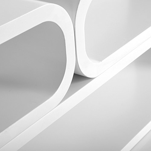 WOLTU RG9230ws-1 Wandregal 3er Set Bücherregal Hängeregal Regale Büroregal Holz CD Buch Lounge Design Retro Weiß - 4