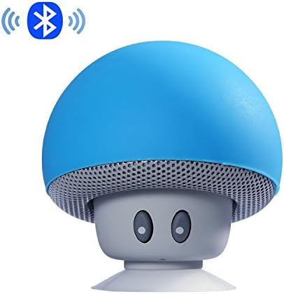 IPUIS Cute Mushroom Mini Portable Speaker Bluetooth Speaker with Microphone and Suction Handsfree for Smartphone iPhone, iPad, Samsung etc.- Blue