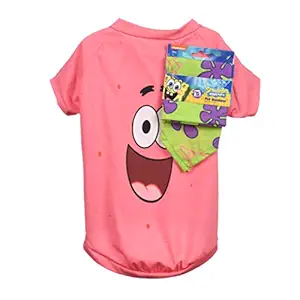 SpongeBob SquarePants for Pets Nickelodeon Patrick Pink Shirt for Dogs & Green Bandana Combo- Size Medium | Soft and Comfortable Spongebob Clothes for Dogs- Lightweight T Shirt & Dog Bandana