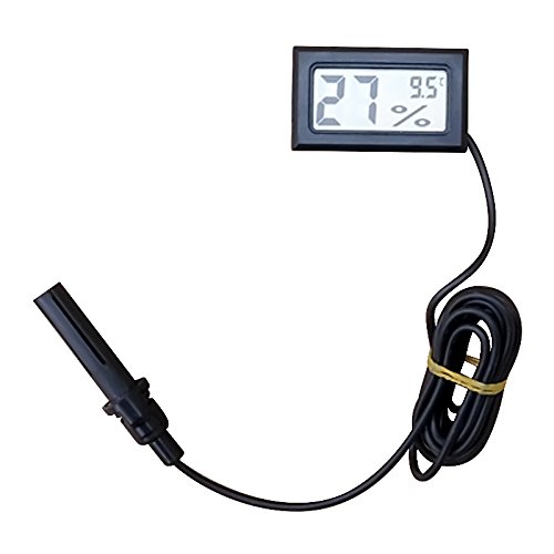 LCD Digital Thermometer Hygrometer mit externem Fühler eingebettet für Inkubator Aquarium Geflügel Reptil Schwarz(-50 °C ~70 °C ) - 2